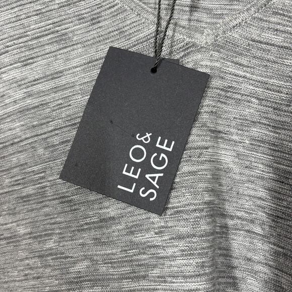 Leo & Sage Womens Size Small Ruffle V Neck Sweater Top Gray Cotton Long Sleeves - Picture 8 of 9